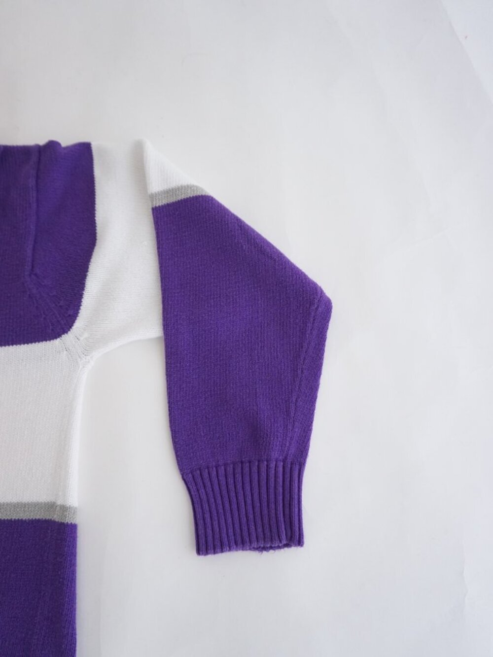 Vintage Main River Purple White Stripe Knit Sweater Cotton Crewneck Large - Picture 5 of 9